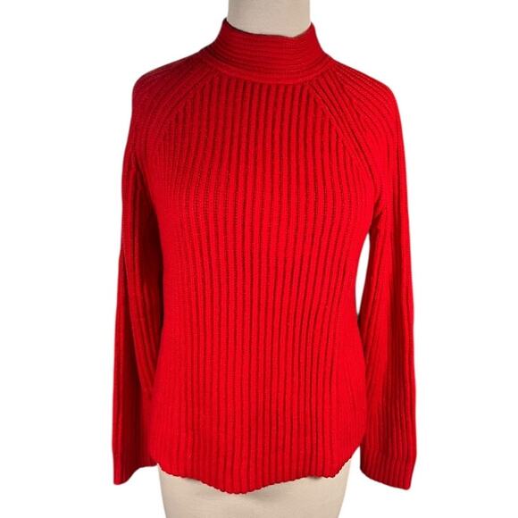Banana Republic Red Ribbed Mock Neck Sweater – Size Medium – Cotton Wool Blend - Picture 10 of 10